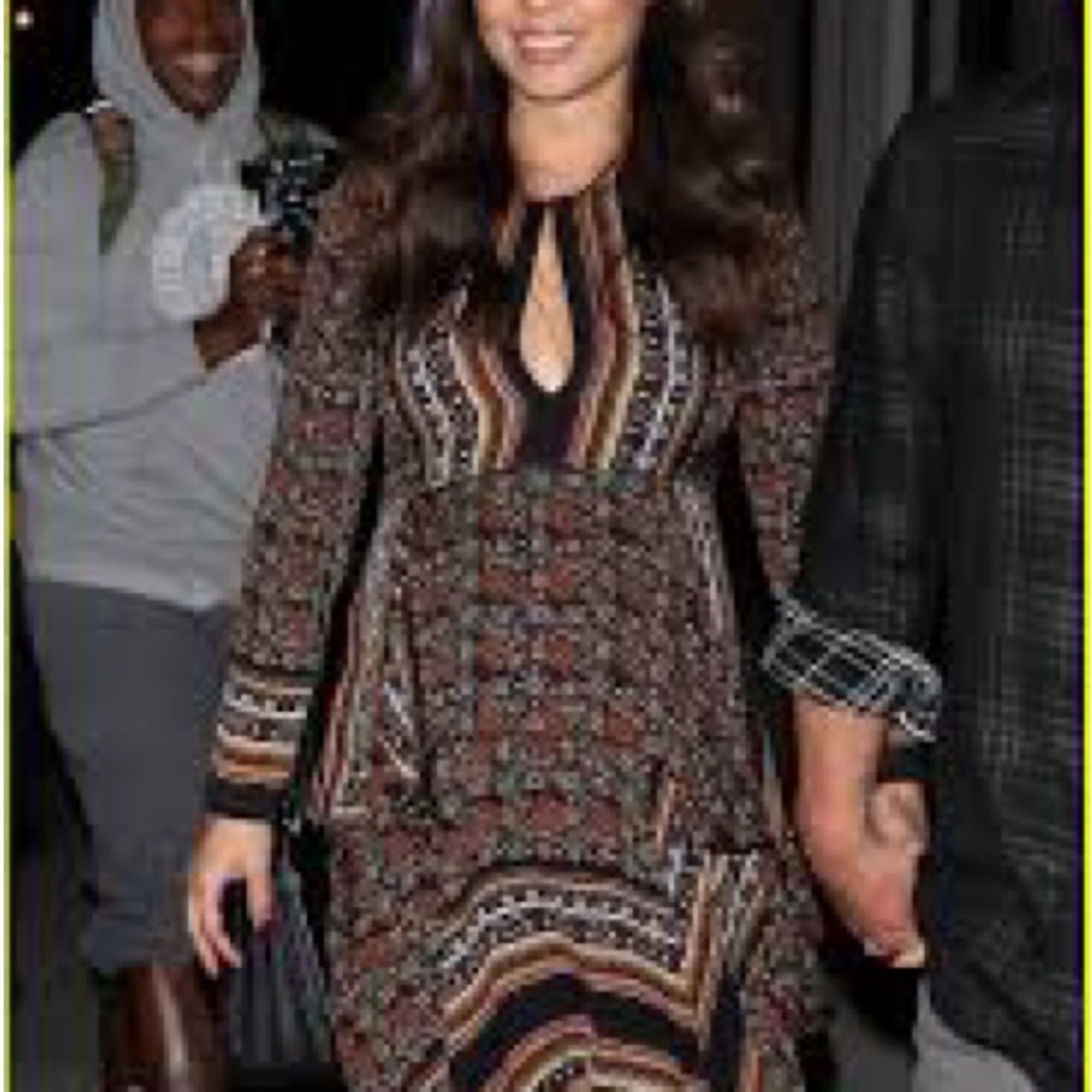 A.L.C. Boho mini Long Sleeve Keyhole Sundress size 0 cute silk dress nwot ALC